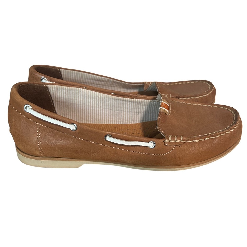 Natural Soul by Naturalizer Astonish Brown Leather Boat Shoe Loafers Womens 9M